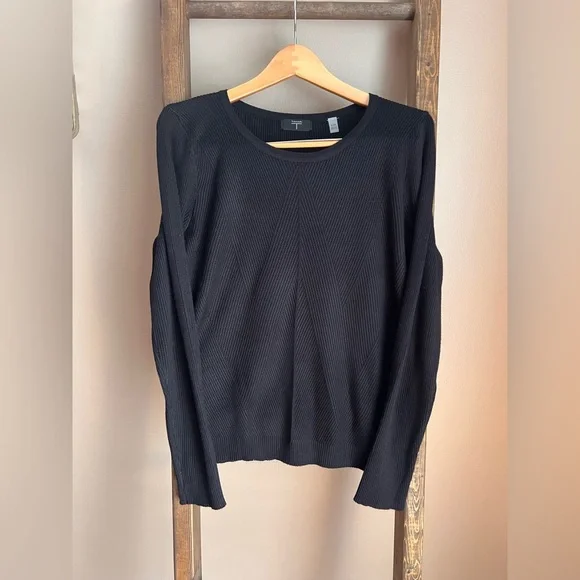 Tahari Black Ribbed Knit Sweater Top - Picture 2 of 3